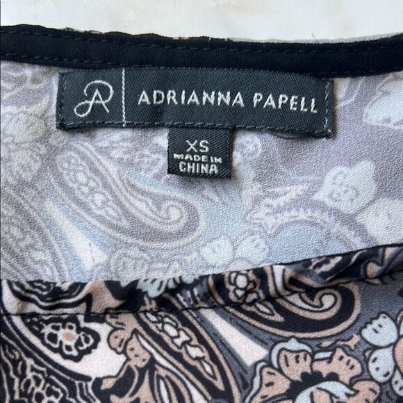 Adrianna Papell Black and Cream paisley Boxy Blouse XS - Picture 4 of 6
